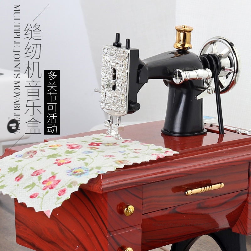 Yl1010 Small Sewing Machine Music Box Retro Nostalgic Style Artificial Music Box Gift - Image 5