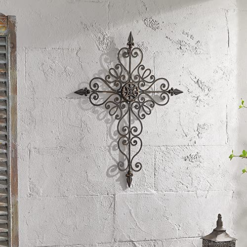 Retrome 27 H Metal Cross Wall Decor Arrow Accents Bronze