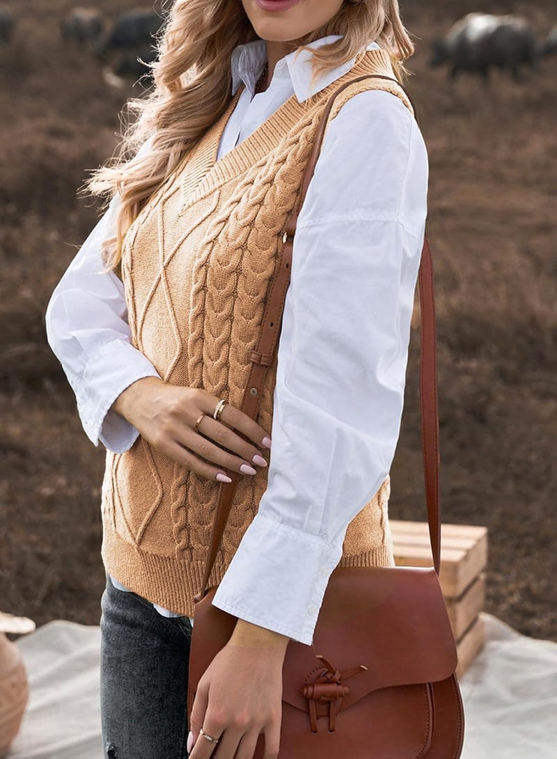 EVALESS Oversized Sweater Vest for Women V Neck Sleeveless Solid Color Loose Pullover Sweater - Image 4