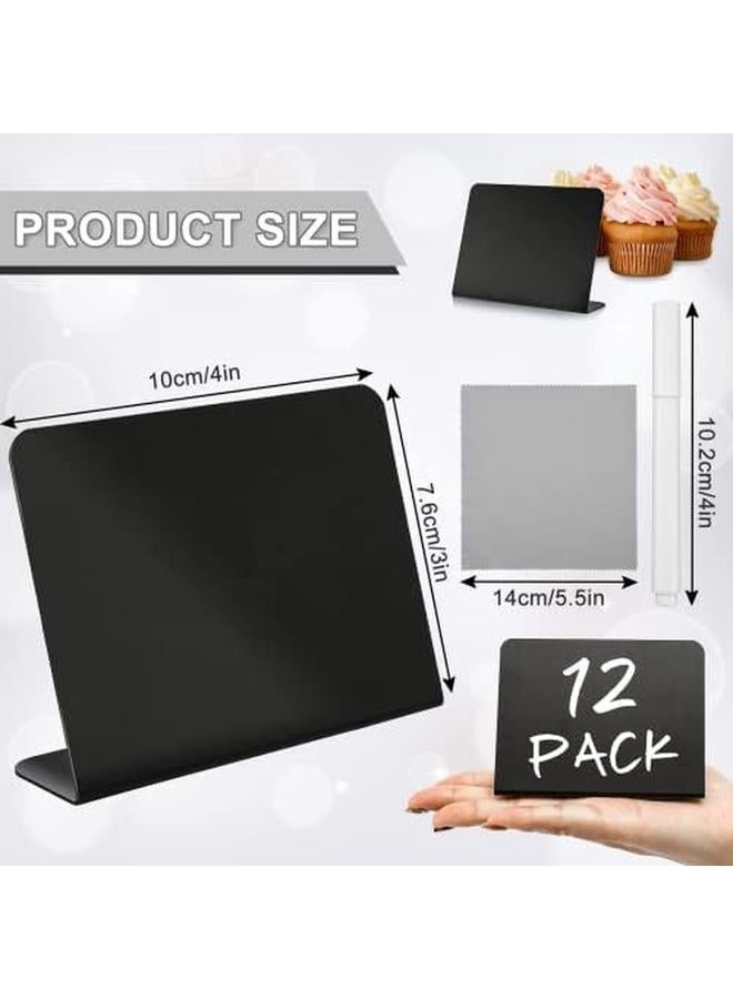 KASTWAVE 12 Pack Mini Chalkboard Signs With 3 Marker Pens And 1 Gray Cleaning Cloth Small Black Chalk Board Signs Erasable Rectangle Chalkboard For School Message Board Sign Wedding Birthday Party - Image 2