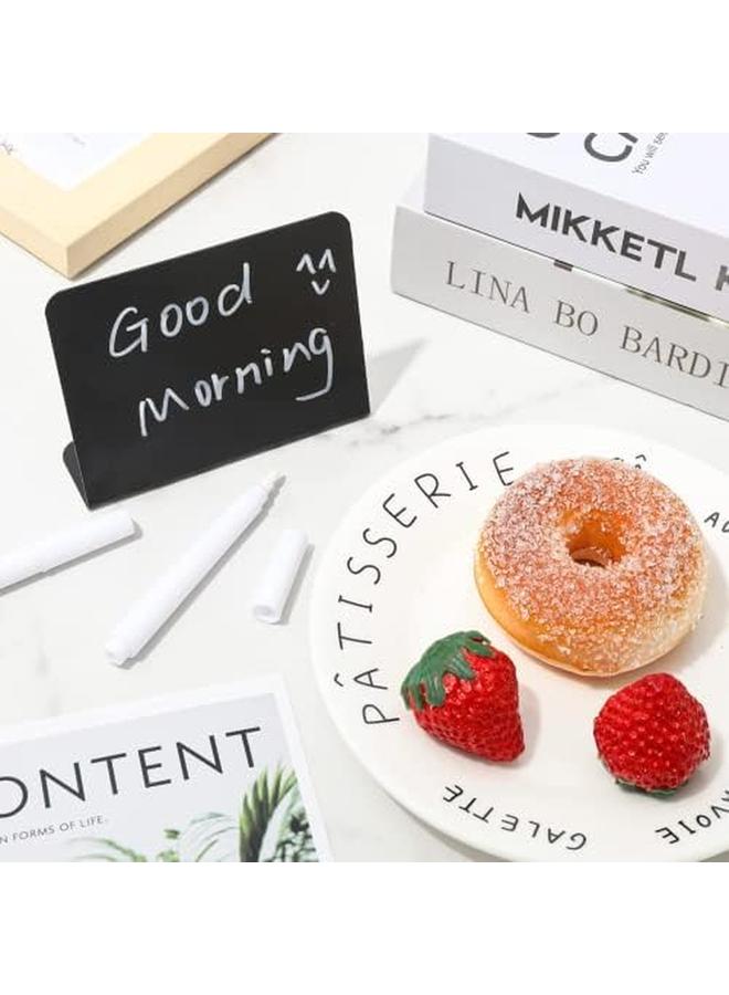 KASTWAVE 12 Pack Mini Chalkboard Signs With 3 Marker Pens And 1 Gray Cleaning Cloth Small Black Chalk Board Signs Erasable Rectangle Chalkboard For School Message Board Sign Wedding Birthday Party - Image 4