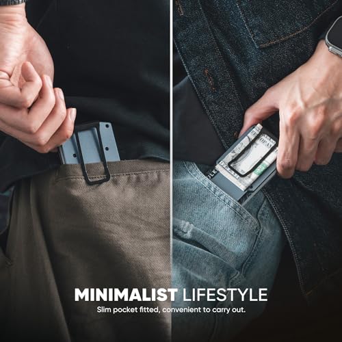 VULKIT Men's Minimalist Wallet RFID Blocking Metal Wallet with Money Clip Holds Up to 15 Cards - Image 4