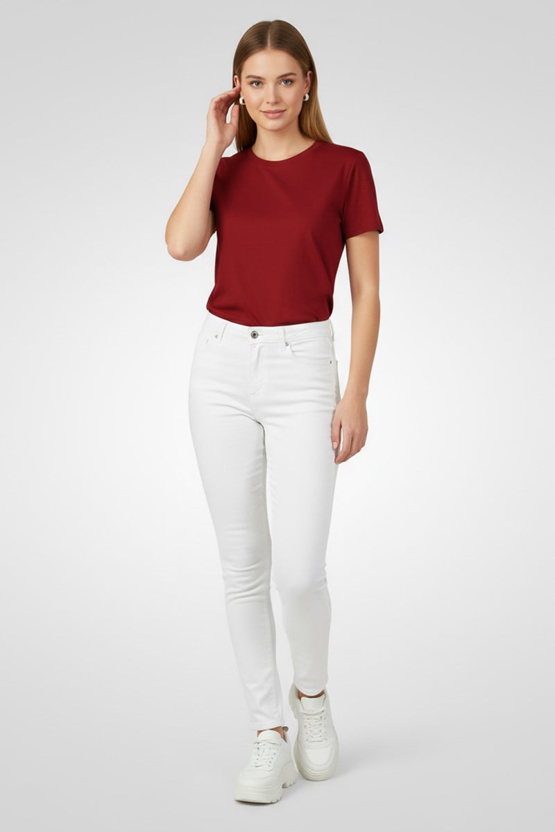 Fudo Comforts By Fudo Women Crew Neck Short Sleeve Plain T-Shirt, Brown - Image 1