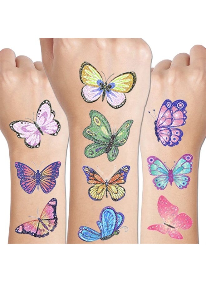 CHARLENT - Glitter Butterfly Tattoos for Girls - 110 PCS Glitter Butterfly Temporary Tattoos for Girls Birthday Party Favors Goodie Bag Fillers - Image 1