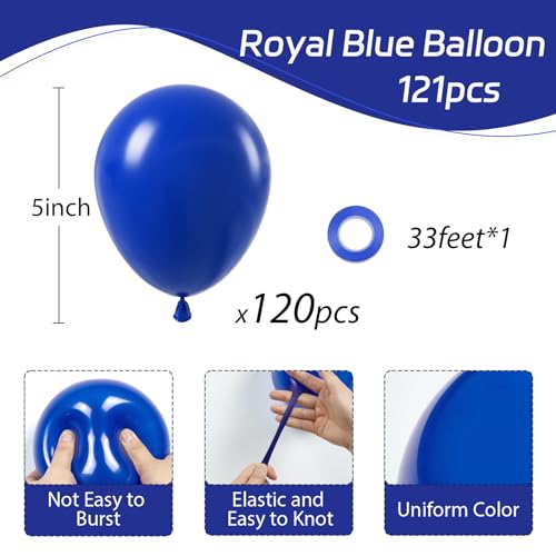 Awenztech 120pcs 5 inch Royal Blue Balloons small Royal Blue Latex Balloons for Graduation Baby Shower Wedding Baseball Birthday Party Decorations - Image 5
