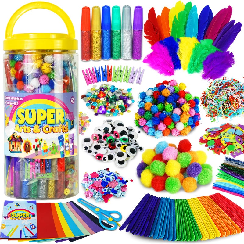 FUNZBO Arts and Crafts Supplies for Kids Kindergarten School Craft Kit with Glitter Glue Stick Glue Pipe Cleaners Craft and Kids Scissor Birthday Gifts for Toddler Girls Boys Age 4 - Image 2