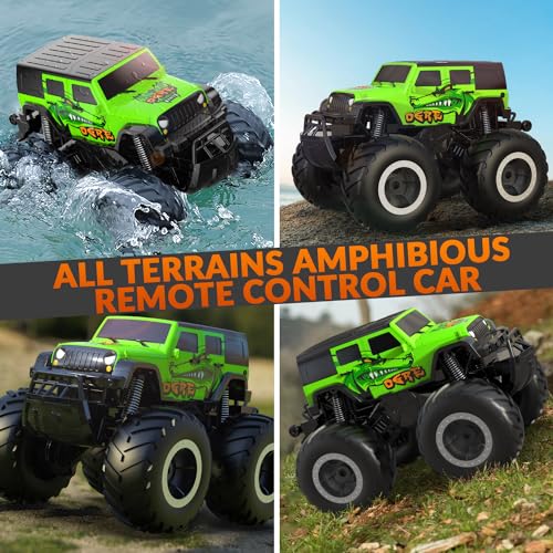 STEMTRON Amphibious Remote Control Car Toys for Boys 24GHz 116 All Terrain OffRoad RC Car Waterproof RC Monster Truck Kids Pool Toys Remote Control Boat Gifts for Kids Boys - Image 5
