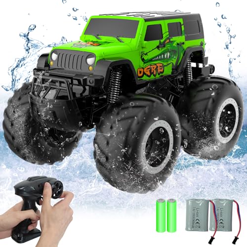 STEMTRON Amphibious Remote Control Car Toys for Boys 24GHz 116 All Terrain OffRoad RC Car Waterproof RC Monster Truck Kids Pool Toys Remote Control Boat Gifts for Kids Boys - Image 1