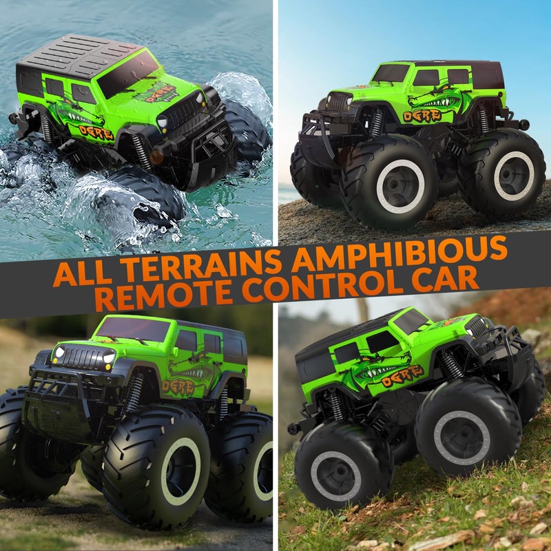 STEMTRON Amphibious Remote Control Car Toys for Boys 24GHz 116 All Terrain OffRoad RC Car Waterproof RC Monster Truck Kids Pool Toys Remote Control Boat Gifts for Kids Boys - Image 3