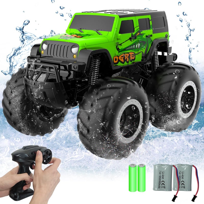 STEMTRON Amphibious Remote Control Car Toys for Boys 24GHz 116 All Terrain OffRoad RC Car Waterproof RC Monster Truck Kids Pool Toys Remote Control Boat Gifts for Kids Boys - Image 2