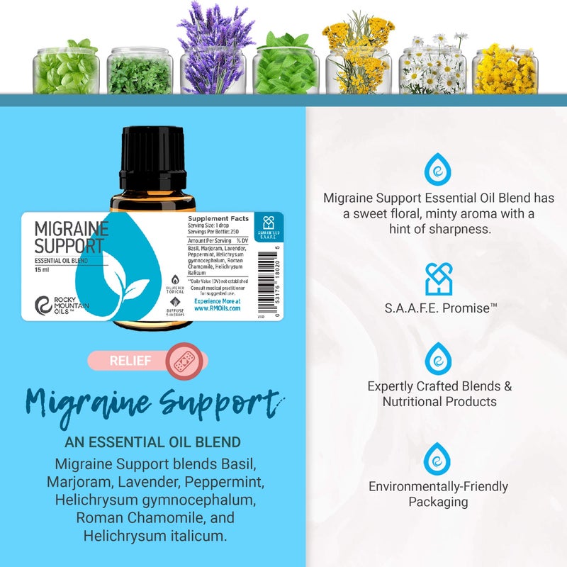 Rocky Mountain Oils Migraine Support Essential Oil Blend with Essential Oils - Aromatherapy Oils for Diffuser and Topical - Headache and Migraine Relief - 15ml - Image 5