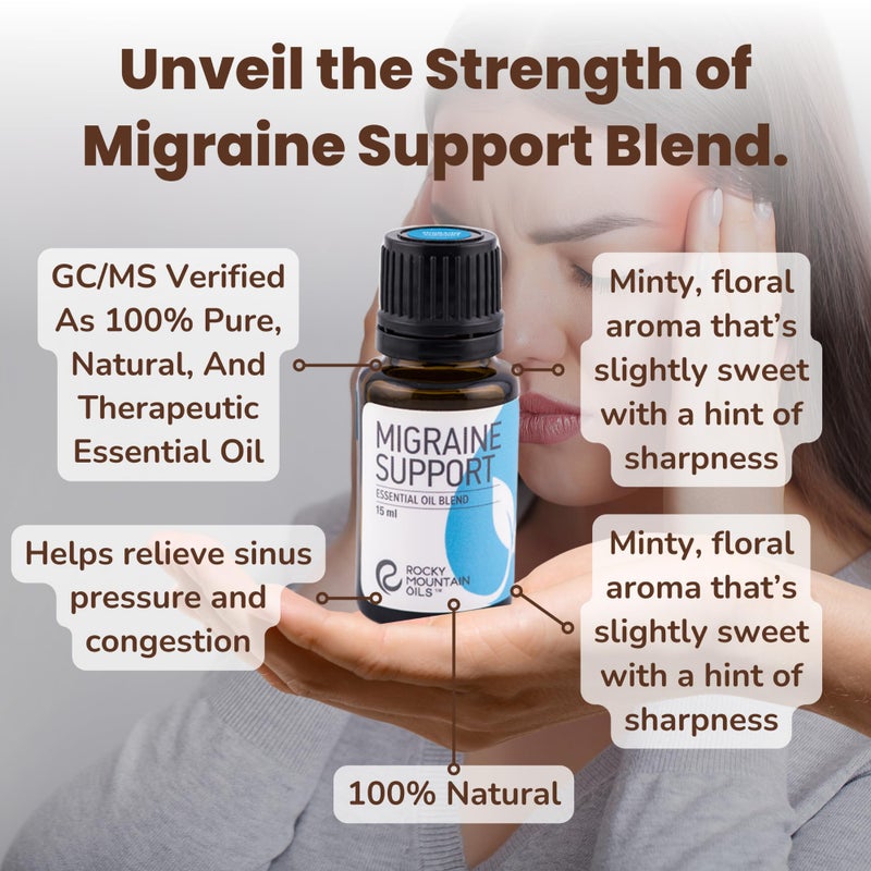 Rocky Mountain Oils Migraine Support Essential Oil Blend with Essential Oils - Aromatherapy Oils for Diffuser and Topical - Headache and Migraine Relief - 15ml - Image 3