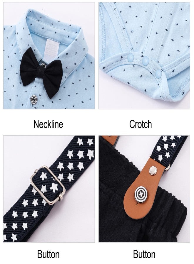 DISAUR Baby Boy Clothes Suits, Infant Gentleman Boy Outfit,Long Sleeve Shirts +Beret Hat + Suspender Pants + Bowtie 3-24M - Image 4