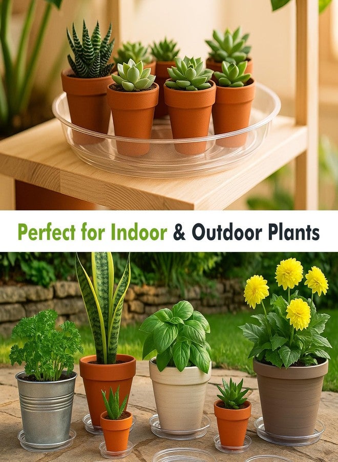 Planterhoma 30 Packs 4 Inches Small Clear Plant Saucers for Indoor Outdoor Use Heavy Duty Plastic Plant Trays for Planter Bulk Flower Pot Drip Trays to Catch Water, 4 to 20 Inch - Image 2