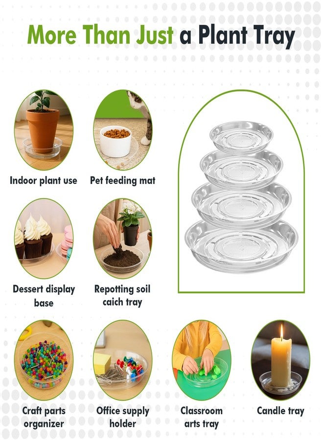 Planterhoma 30 Packs 4 Inches Small Clear Plant Saucers for Indoor Outdoor Use Heavy Duty Plastic Plant Trays for Planter Bulk Flower Pot Drip Trays to Catch Water, 4 to 20 Inch - Image 5