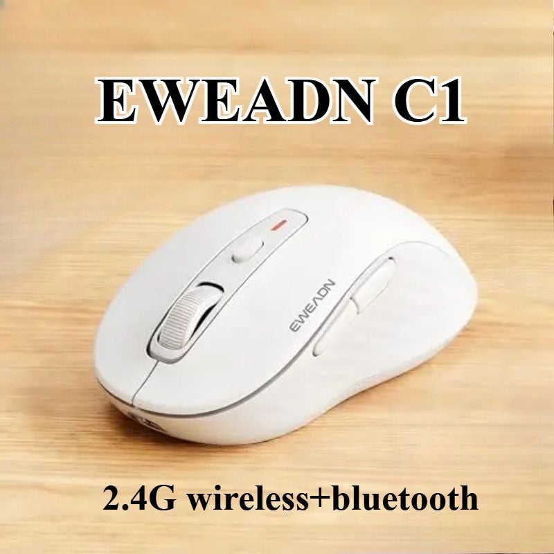 Eweadn C1 Wireless Silent Mouse Bluetooth and Rechargeable 2.4g with 4000 Dpi, Ergonomic for Esports, White - Image 1