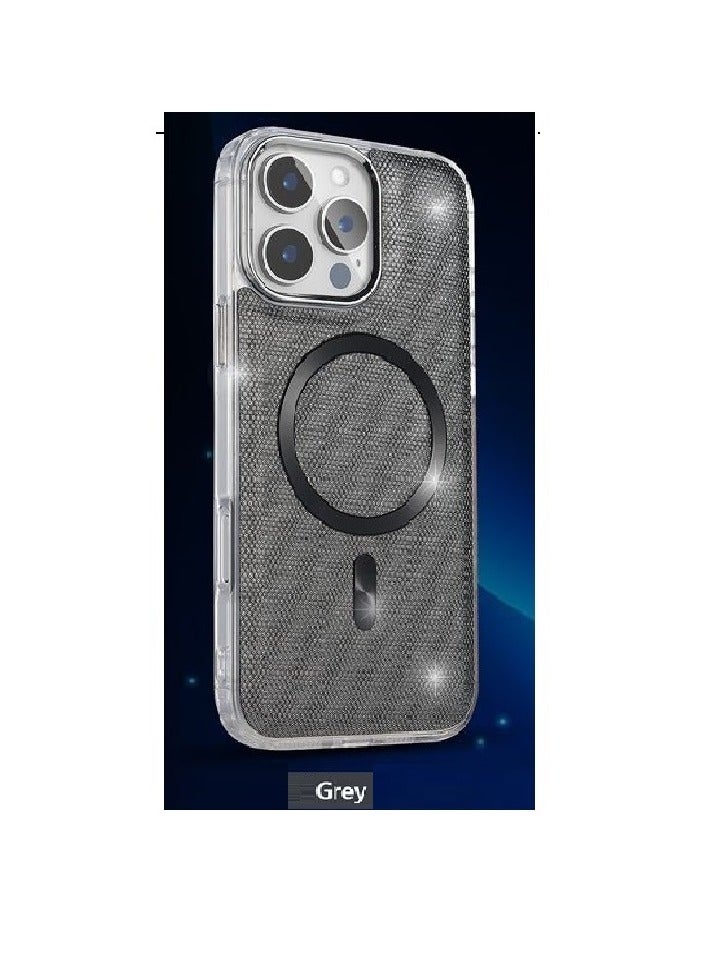 IP16 PRO MAX SHINING WITH MAGSAFE MAGNETIC CASE IPHONE 16 PRO MAX (Design- 140) [GREY Color]