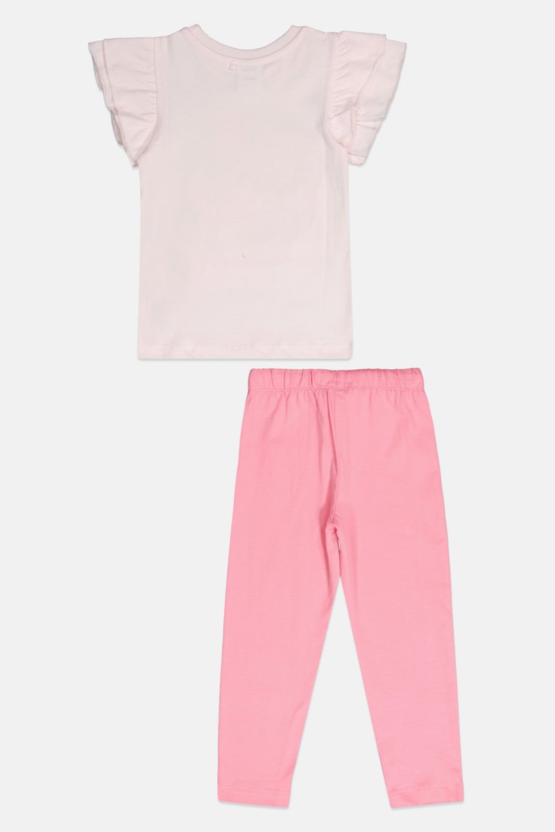 Disney Toddlers Girl 2 Pcs Lilo And Stitch Graphic Print Pajama Set, Pink - Image 2