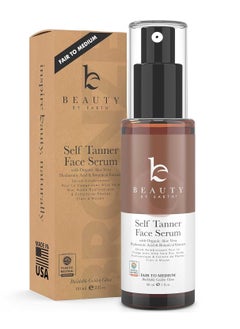 Beauty by Earth Face Tanner Serum - Fair to Medium Sunless Tanner for Face Sunless Tanner with Hyaluronic Acid - Self Tanner for Face Self Tan - Natural Face Tanner for Face Self Tanner  - Image 1