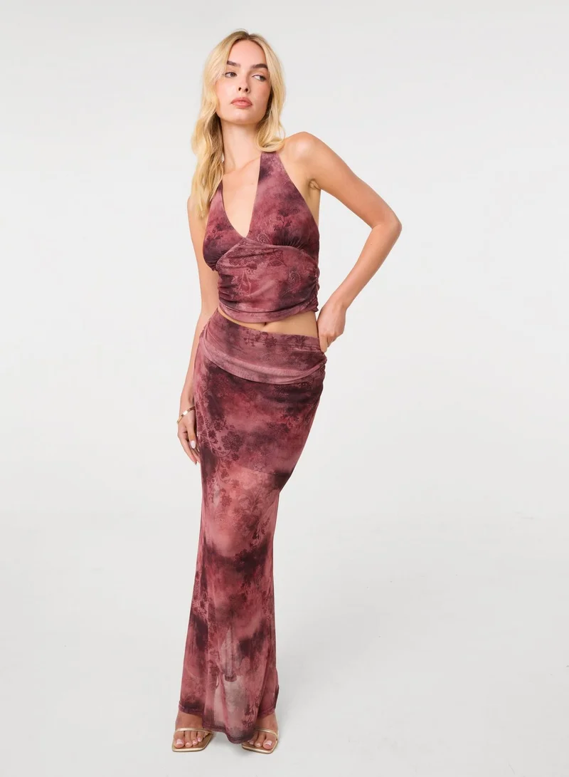 بينك فانيلا Moody Mesh Maxi Skirt