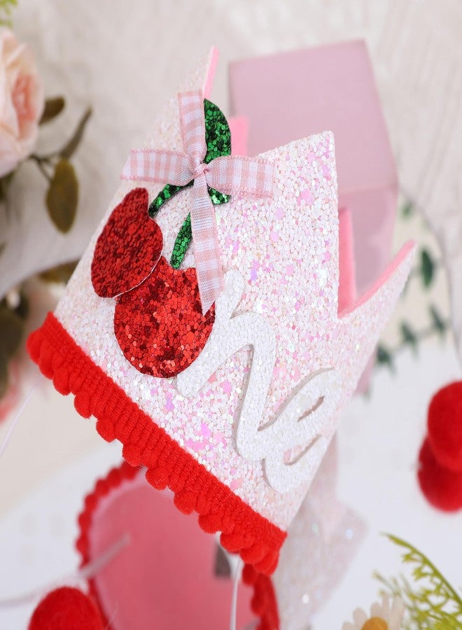 Agkvw Cherry 1st Birthday Crown for Girls - Sweet One Birthday Decorations, She's the Cherry on Top First Bday Hat, Berry Sweet One Bday Decor - Image 4
