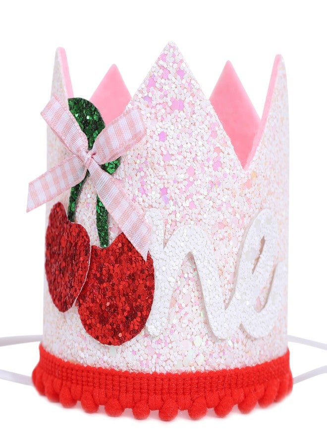 Agkvw Cherry 1st Birthday Crown for Girls - Sweet One Birthday Decorations, She's the Cherry on Top First Bday Hat, Berry Sweet One Bday Decor - Image 1