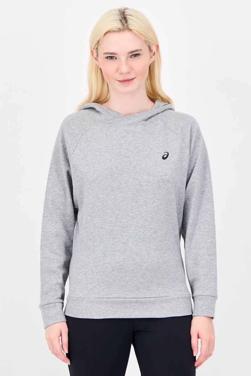 asics هودي تدريب طويل الأكمام للنساء، رمادي - Image 1