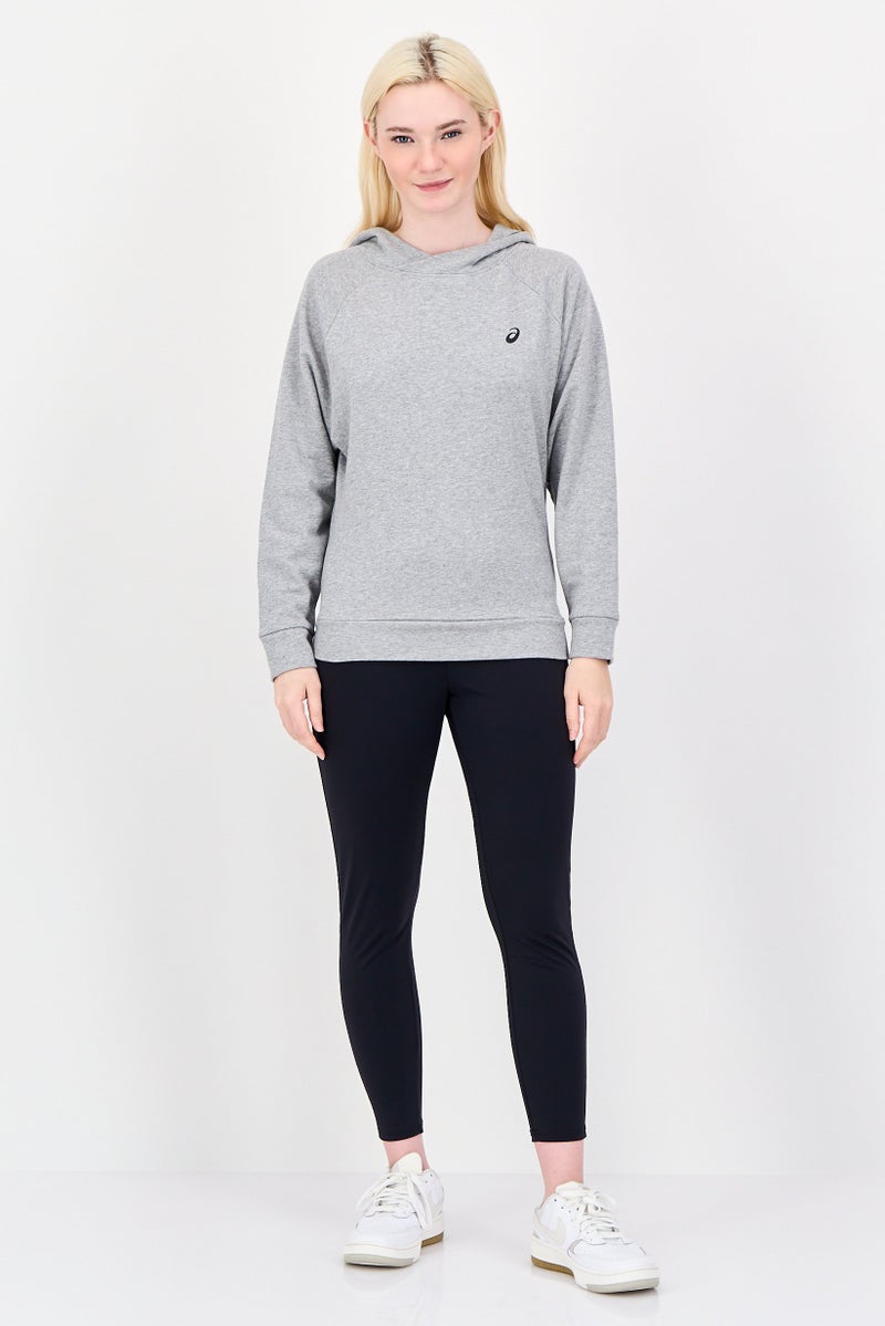 asics هودي تدريب طويل الأكمام للنساء، رمادي - Image 2