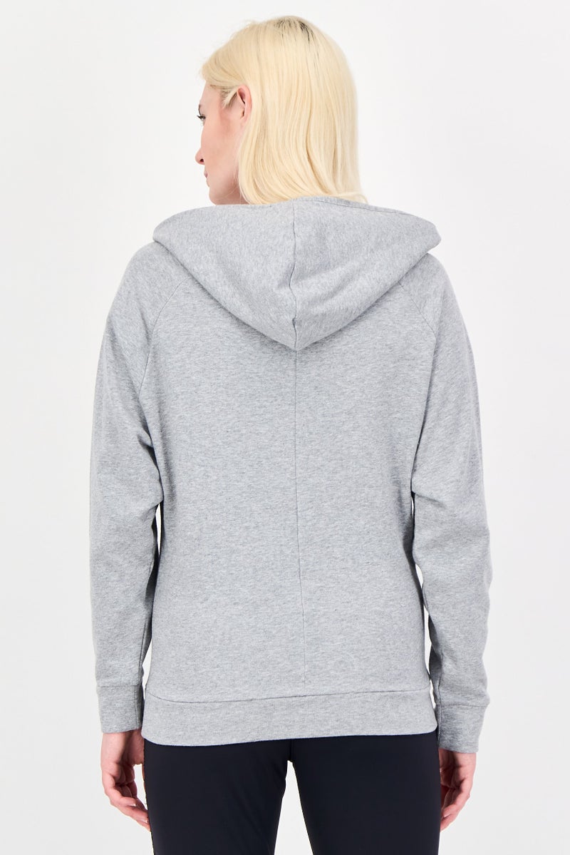 asics هودي تدريب طويل الأكمام للنساء، رمادي - Image 3