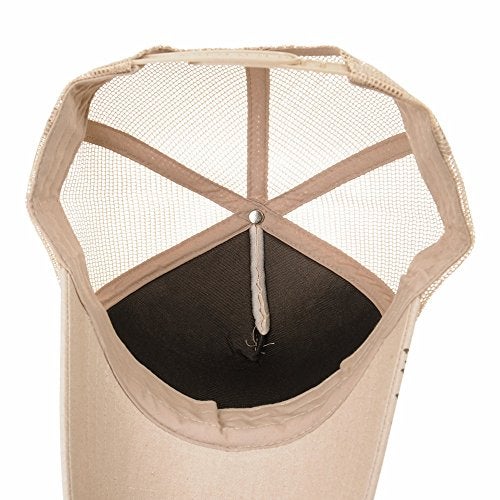 WITHMOONS Meshed Baseball Cap Skull Rhinestones Trucker Hat KR1751 (Beige) - Image 4