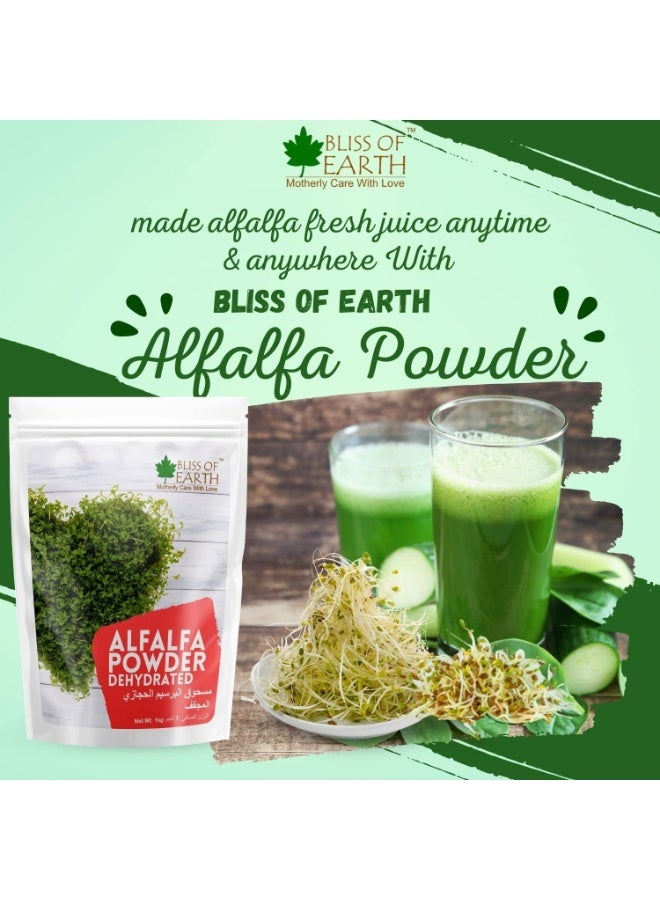 BLISS OF EARTH 3.5 oz Alfalfa Powder Organic Power House of Vitamin Minerals & Antioxidants Great for Energy Drink Green Smoothie and Beverage 100GM - Image 4