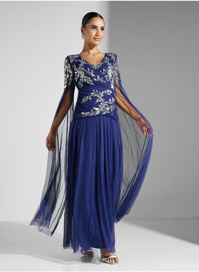 Amelia Rose Embellished Mesh Detailed Dress  - Image 4