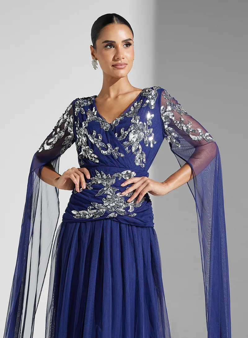 Amelia Rose Embellished Chiffon Dress