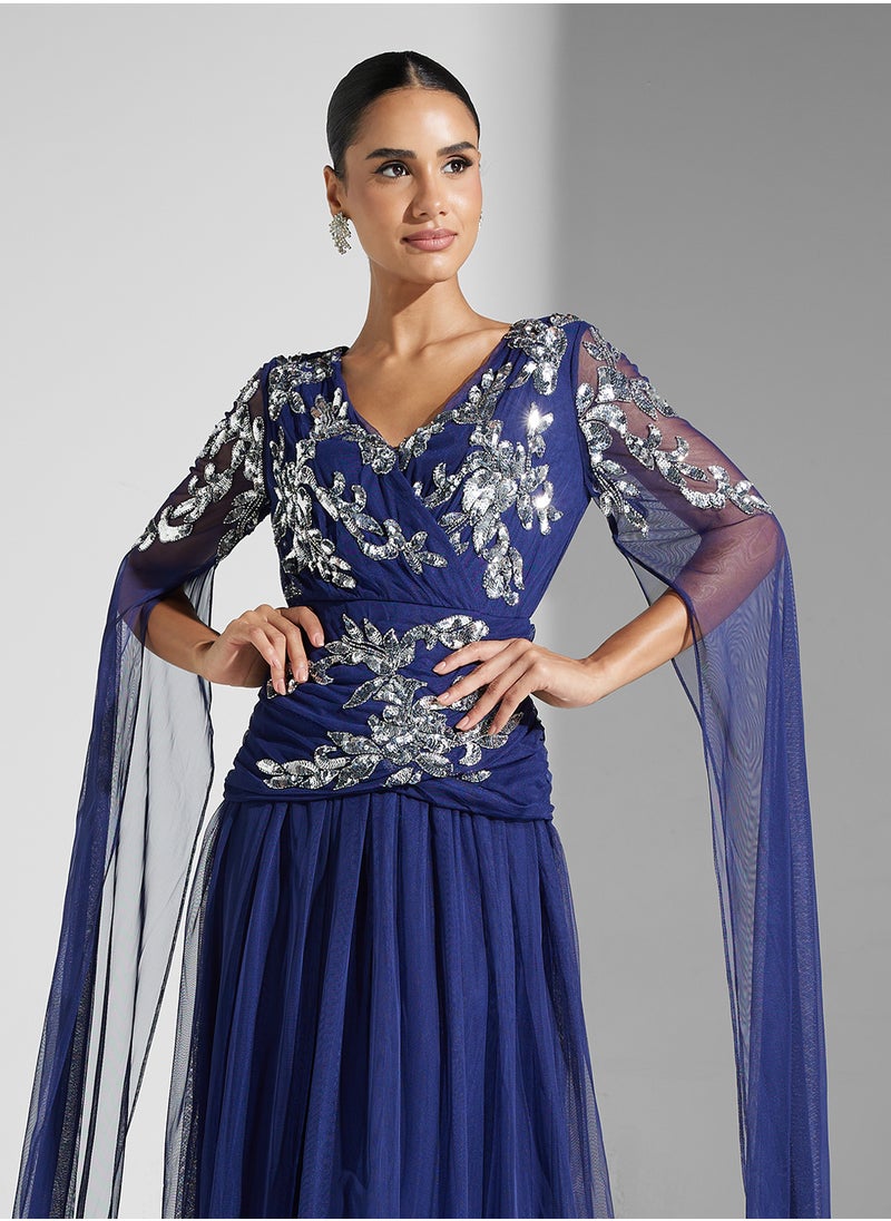 Amelia Rose Embellished Mesh Detailed Dress  - Image 3