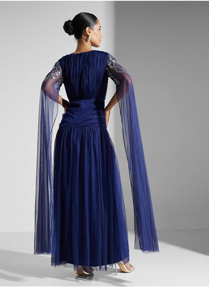 اميليا روز Embellished Mesh Detailed Dress