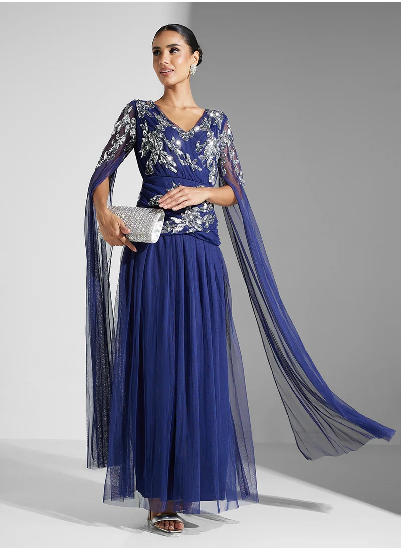 اميليا روز Embellished Mesh Detailed Dress