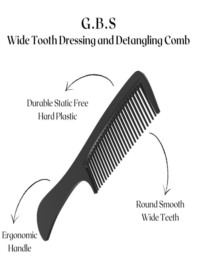 G.B.S Large Tooth Detangling Comb - 8.5” Long, Durable Thick Plastic Hair Comb for Wet or Dry Hair, Smooth Rounded Teeth for Gentle Scalp Care, Perfect for Men & Women (3 Pack) - Image 2