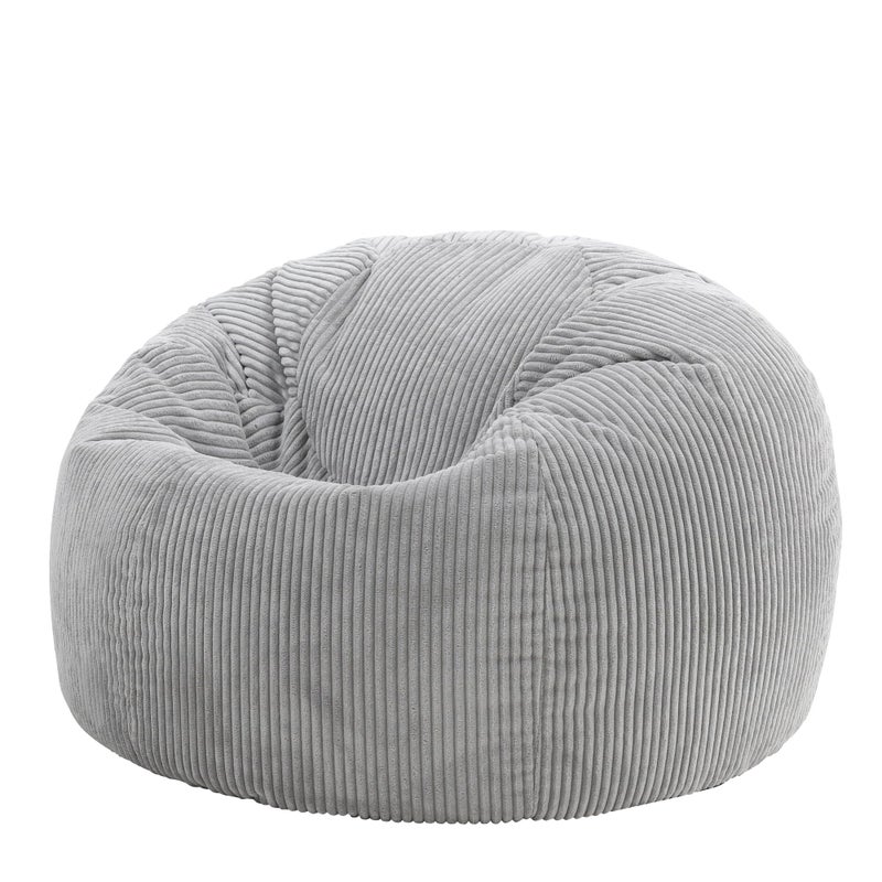 icon Kingston Cord Bean Bag Grey Large Adult Bean Bag Chair with Filling Included Comfy Chair Living Room Furniture Bedroom Furniture