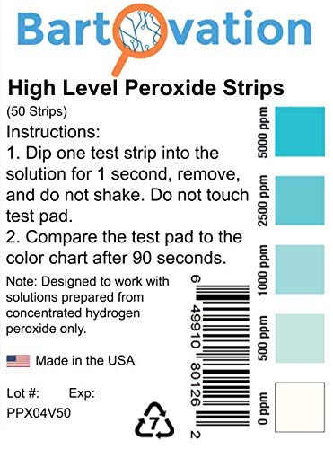 Bartovation Very High Level Peroxide Test Strips 010000 ppm Vial of 50 Strips - Image 3