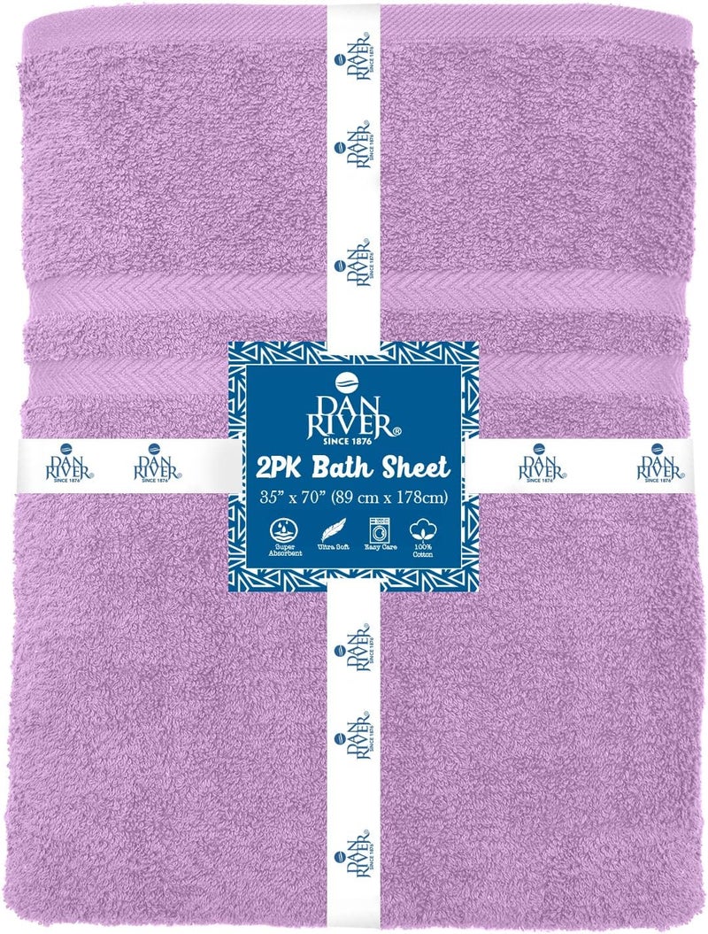 DAN RIVER 2 Pack Luxury Bath Sheets 35x70, 600 GSM, Soft & Quick Dry 100% Ring Spun Cotton Towels Ideal for Hotels, Spas, Gyms & Salons Extra Large, Lavender - Image 2