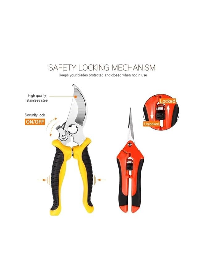 PROMASS - promass Garden Pruning Shears, 3 Pcs Garden Professional Secateurs, Handheld Scissors Set With Gardening Gloves, Heavy Duty Garden Bypass Pruning Trimmer For Trimming Plants Cutting Flowers - Image 1