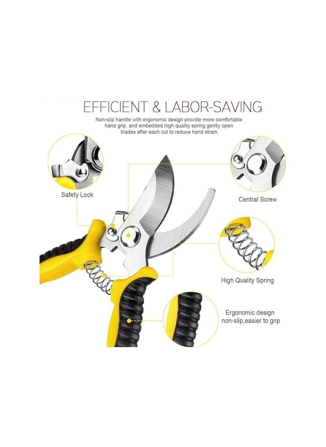 PROMASS - promass Garden Pruning Shears, 3 Pcs Garden Professional Secateurs, Handheld Scissors Set With Gardening Gloves, Heavy Duty Garden Bypass Pruning Trimmer For Trimming Plants Cutting Flowers - Image 1
