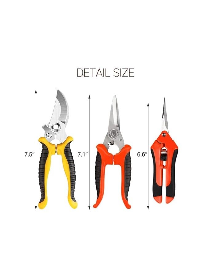 PROMASS - promass Garden Pruning Shears, 3 Pcs Garden Professional Secateurs, Handheld Scissors Set With Gardening Gloves, Heavy Duty Garden Bypass Pruning Trimmer For Trimming Plants Cutting Flowers - Image 1