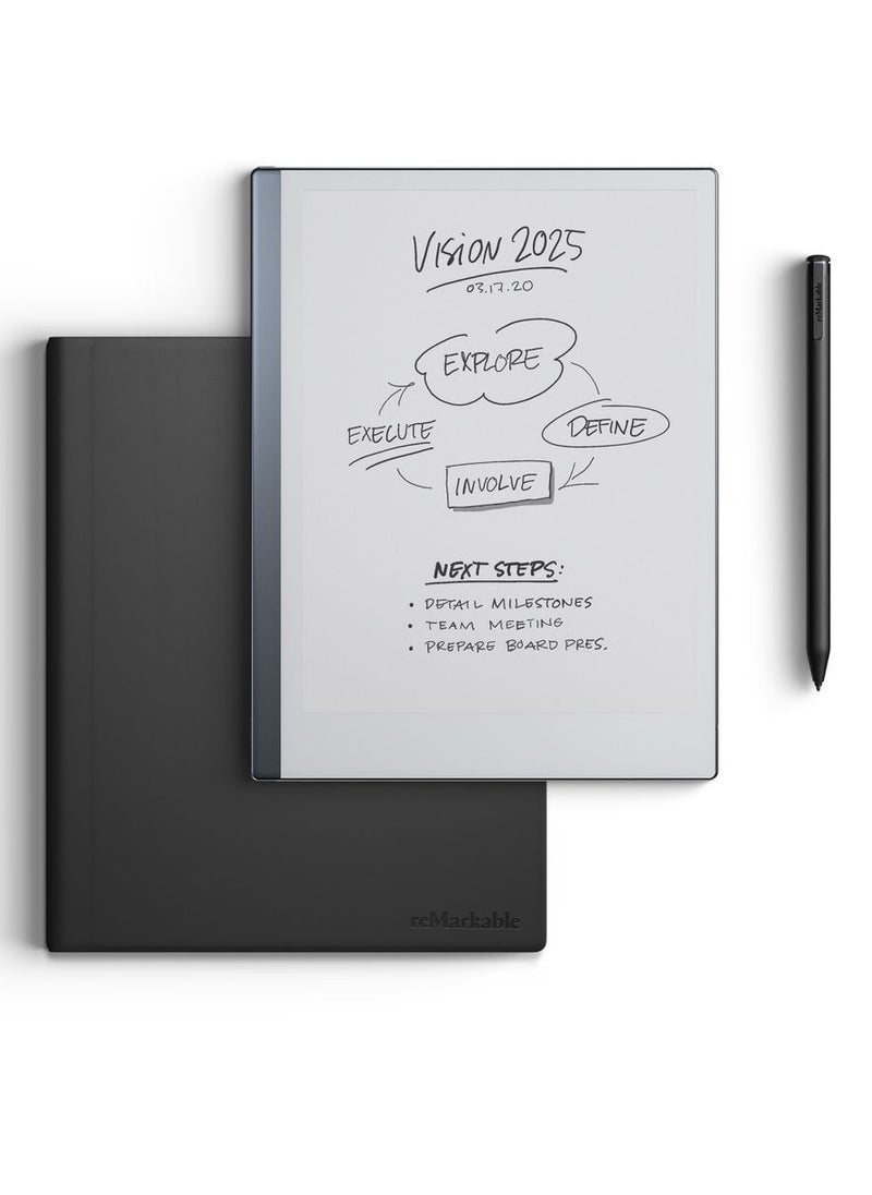 Remarkable reMarkable 2 Paper Tablet 10.3" with Marker Plus and Book Folio Premium Leather Black  - Image 1