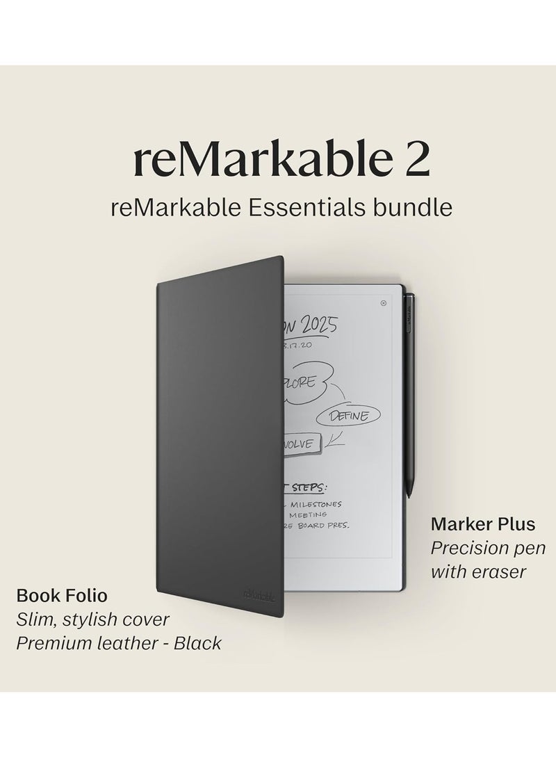 Remarkable reMarkable 2 Paper Tablet 10.3" with Marker Plus and Book Folio Premium Leather Black  - Image 2