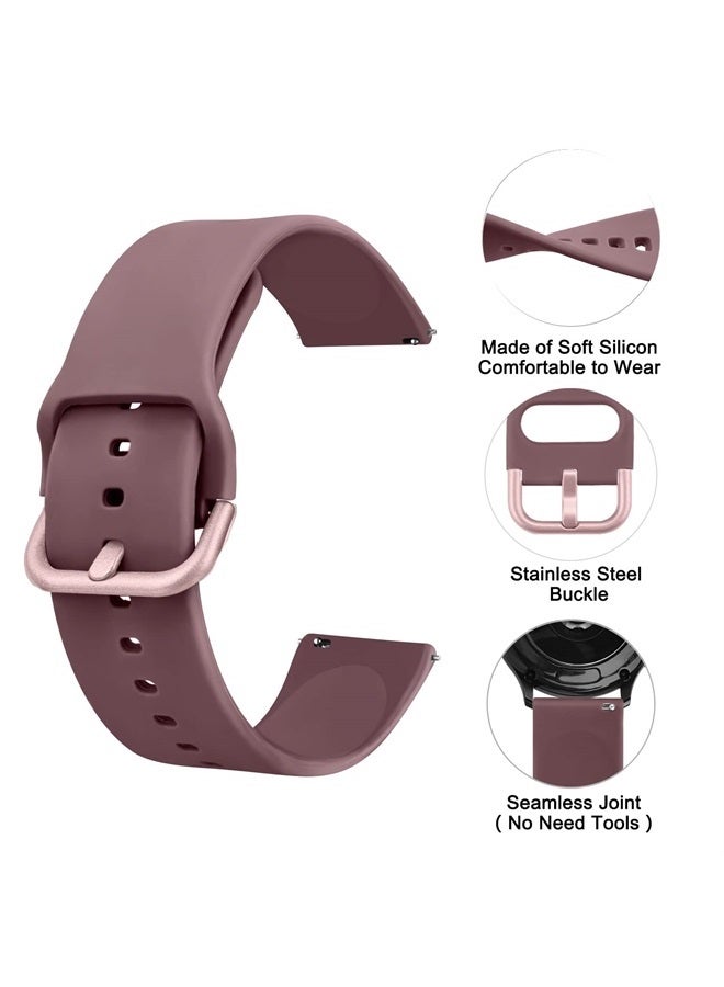 Meliya 4 Pack Watch Bands, 20mm 22mm Quick Release Soft Silicone Replacement Watch Strap for Women Men (20mm, Black+Starlight+Smoke Purple+Milk Tea) - Image 1