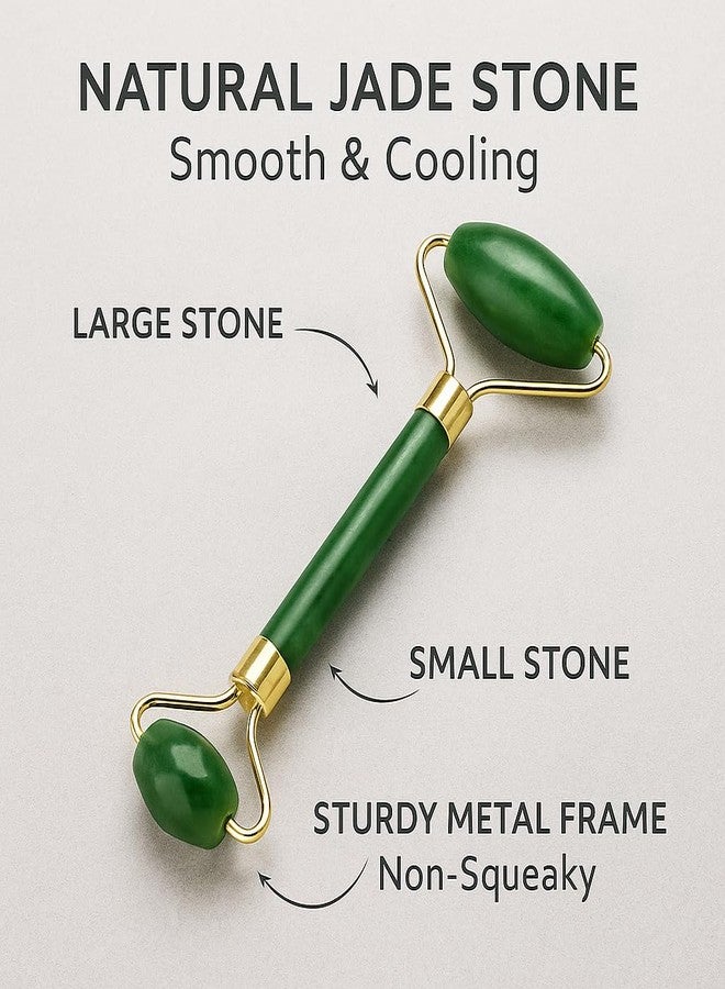 FIKUP Natural Jade Face Roller | Cooling & Relaxing Manual Massage Tool for Face, Neck & Undereye | Helps Reduce Puffiness & Refresh Skin | Green - Image 3