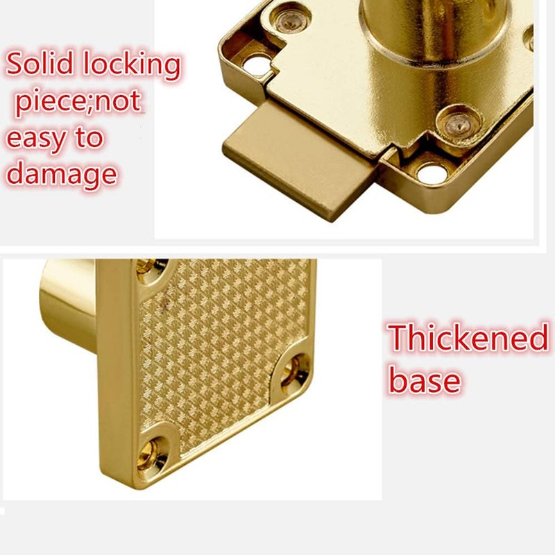 Junrbx Drawer Lock Letter Box Desktop Door Lock, Model CT-138-32, (Hole Diameter 0.75 Inch / 19MM) for 27-32 MM Door Panels, 1 Piece [Gold Yellow] - Image 4
