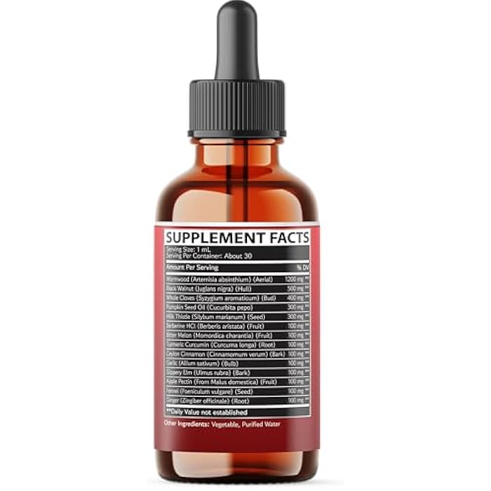 Tenmido 14in1 Wormwood Tincture - Wormwood Black Walnut Clove Extract with Pumpkin Seed Oil, Milk Thistle, Berberine HCl, Bitter Melon, Turmeric Curcumin, Ceylon Cinnamon & More - 30 Days Supply - 1 FL Oz - Image 2