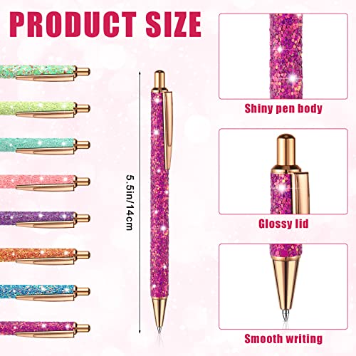 Sherr 16 Pcs Glitter Pens and Notebooks Set Mini Spiral Notepads Fancy Pens for Kids Girls Women Sparkly Sequins Journaling Ballpoint Christmas Birthday Gift Classroom RewardsClassic Color - Image 3